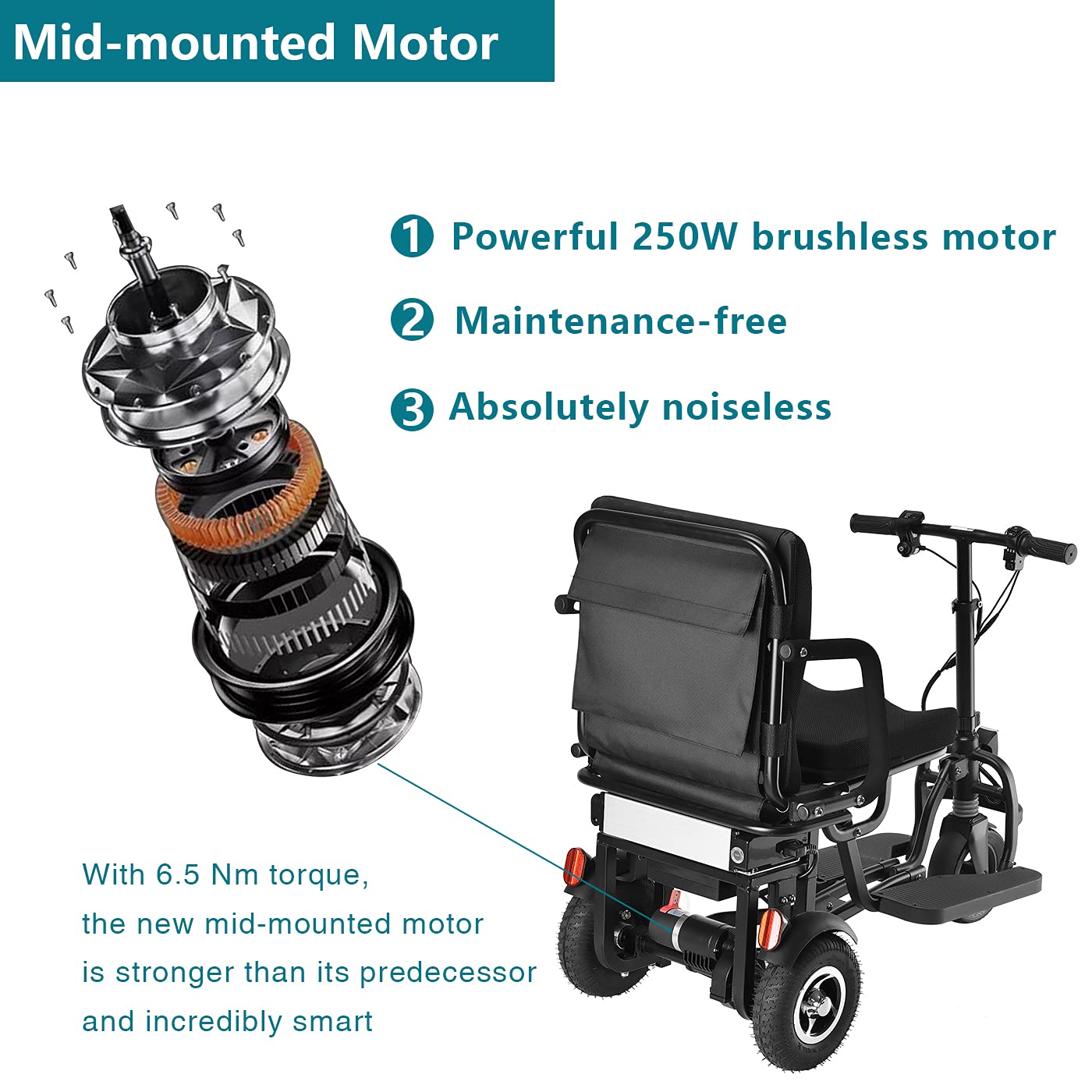 3 Wheel Folding Electric Mobility Scooter Electric Powered Wheelchair
