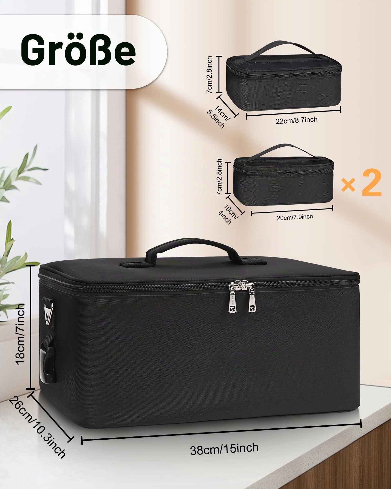 Kosmetikkoffer Große Make-up Tasche Professionelle Schminkkoffer Reise Beauty Case mit 3 Kosmetiktasche Storage Organizer und Lippenstift Platte für Make-up Künstler mit Schultergurt (A Set, Schwarz)