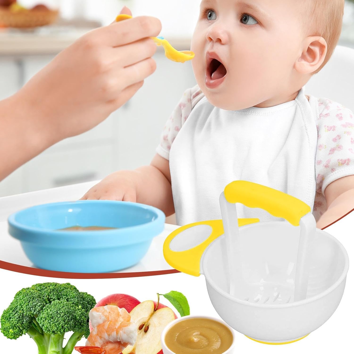 Food Masher Bowl | Food Serve Bowl with Grinding Rod | Non-Slip Fruit Vegetable Puree Mash , Portable Masher Maker
