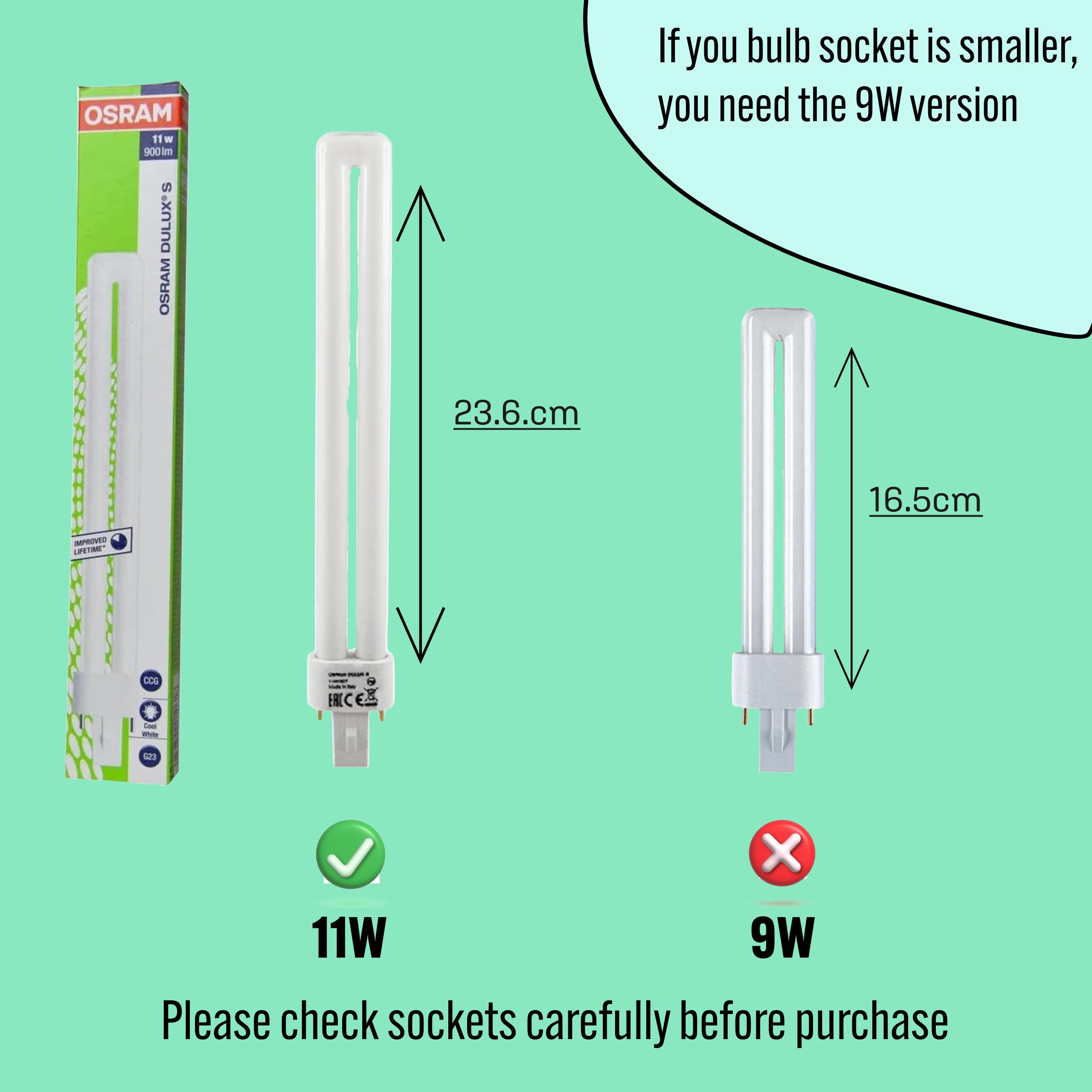 Lampadina Osram Dulux S 9W/827 2pin Luce Calda L. 16,5 CM - Foto 2