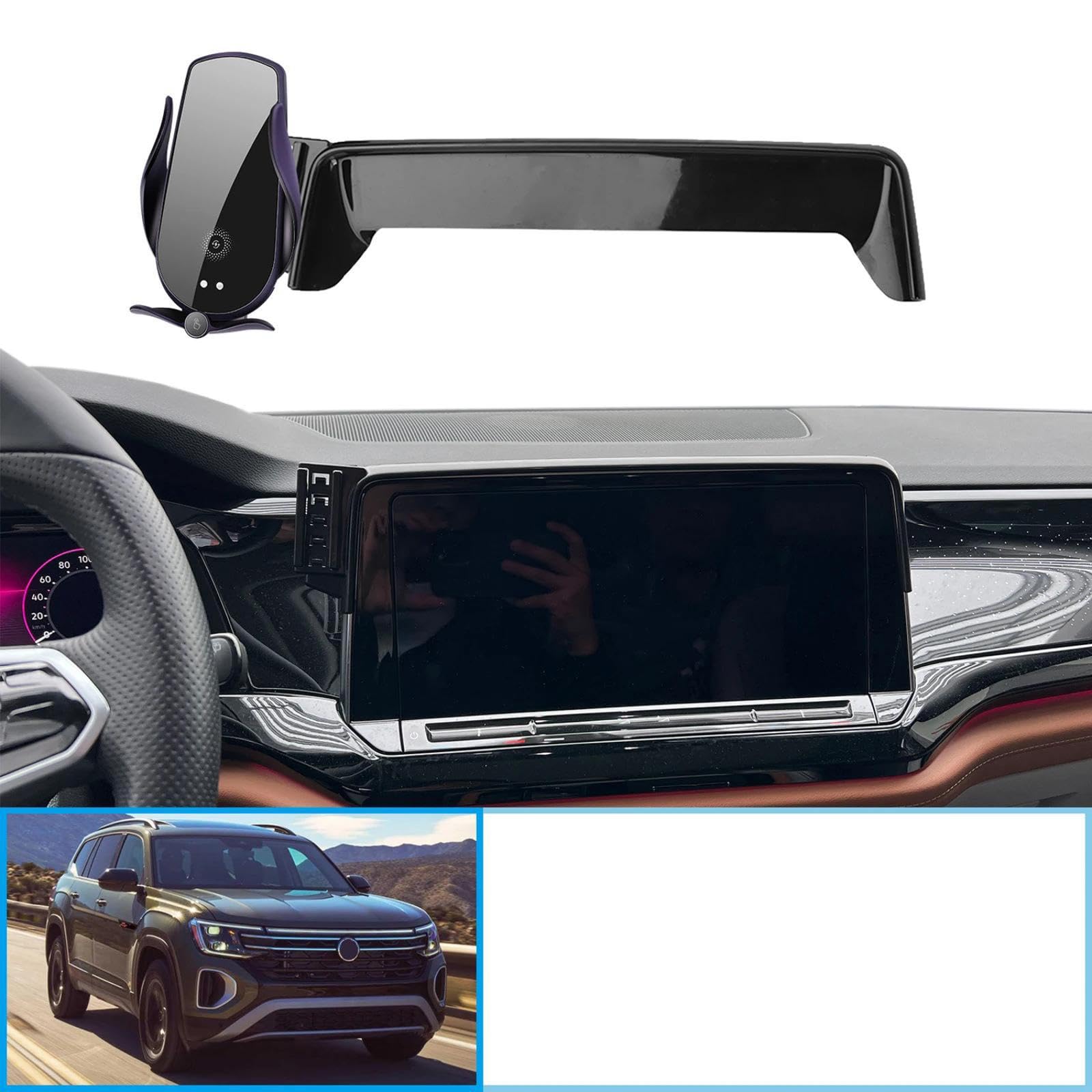 Soporte Móvil Coche para VW Atlas Teramont 2024-2025, Soporte para teléfono móvil para Coche Soporte para GPS Soporte de navegación