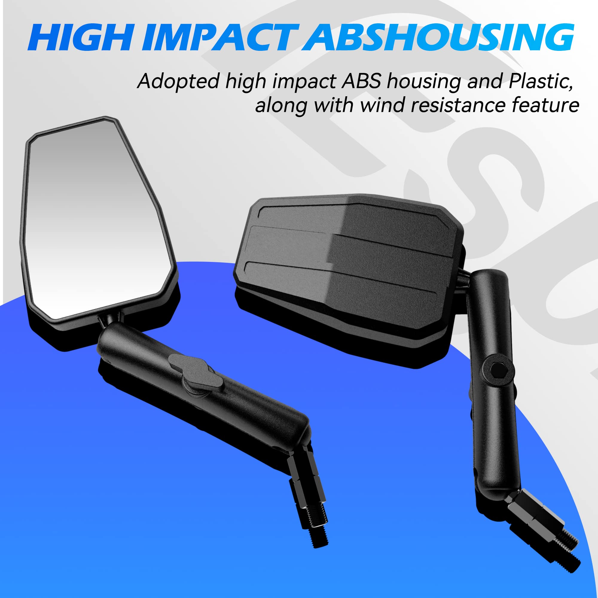 4 Pièces Rétroviseurs Moto Universels - Embout Guidon Avec Support - Boulons 10mm/8mm - Pour Scooter Quad ATV - Noir