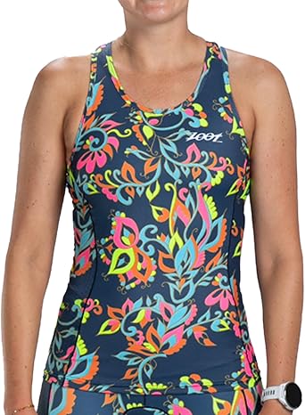 قميص داخلي نسائي من Zoot LTD Racerback Triathlon، بدون أكمام للتدريب على السباق والتحمل، حمالة صدر مدمجة وجيوب خلفية