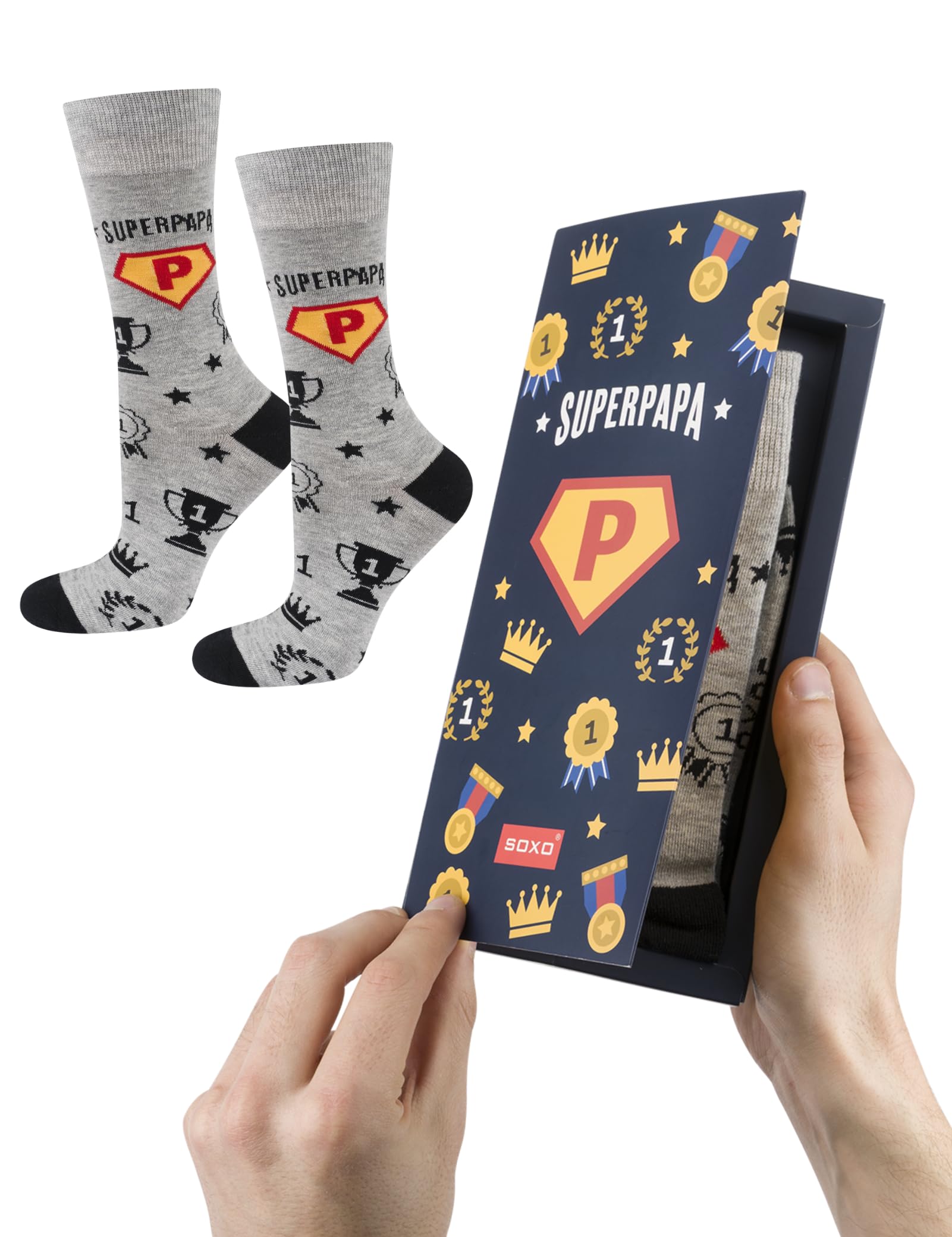 soxo Super Papa Calzini Uomo Divertenti Idee Regalo Papà Calze Cotone Regali Per Lui 40-45