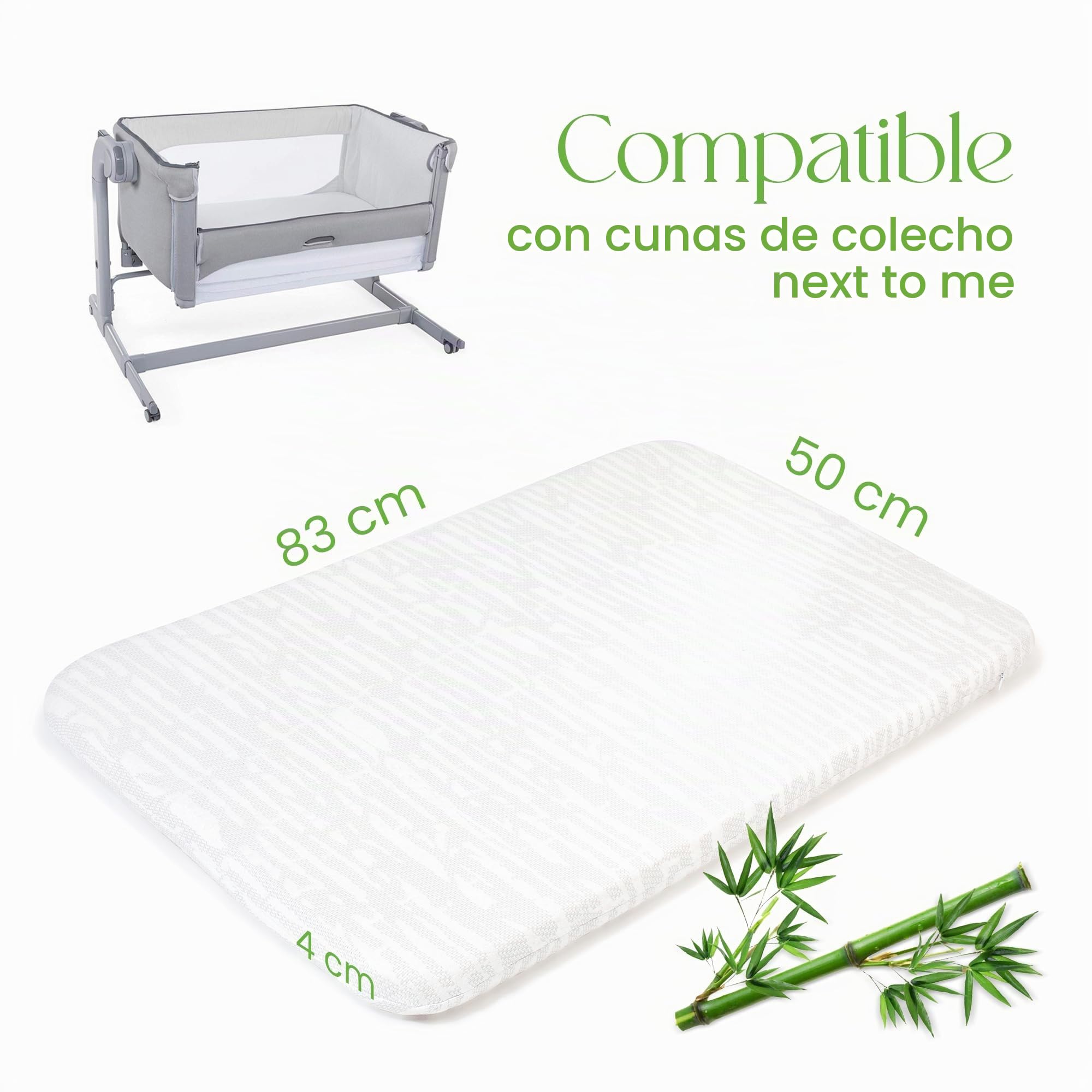 Comfier Sleep Colchón de 50 x 83 cm con Funda de Bambu