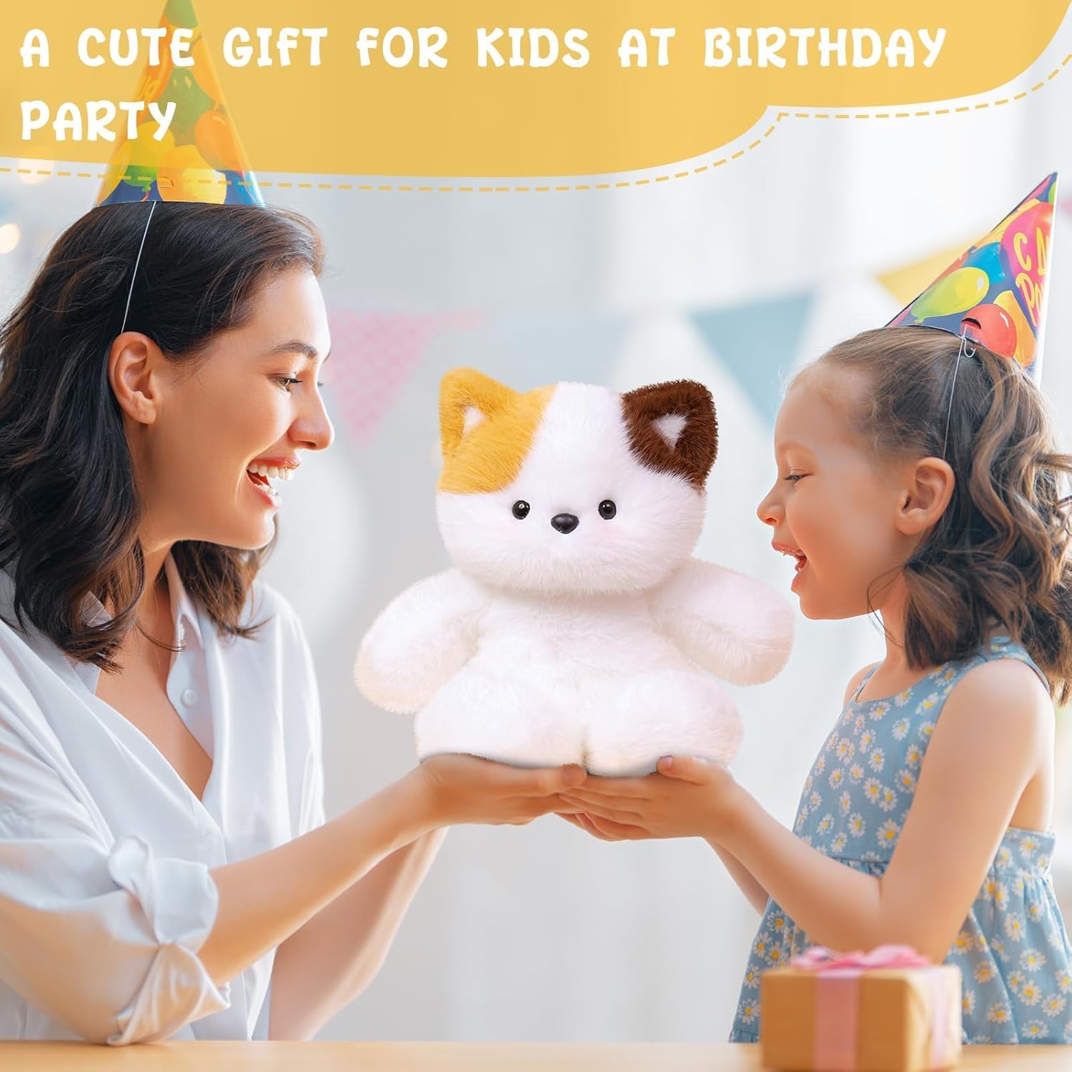 Cat Stuffed Animal Plush - 16 Inch Cute Calico Cat Stuffed Animals Plush Throw Pillow Toy, Huggable Stuffed Animal Toy Gifts for Kids & Adults (Running Cat, 0.66 lbs)
