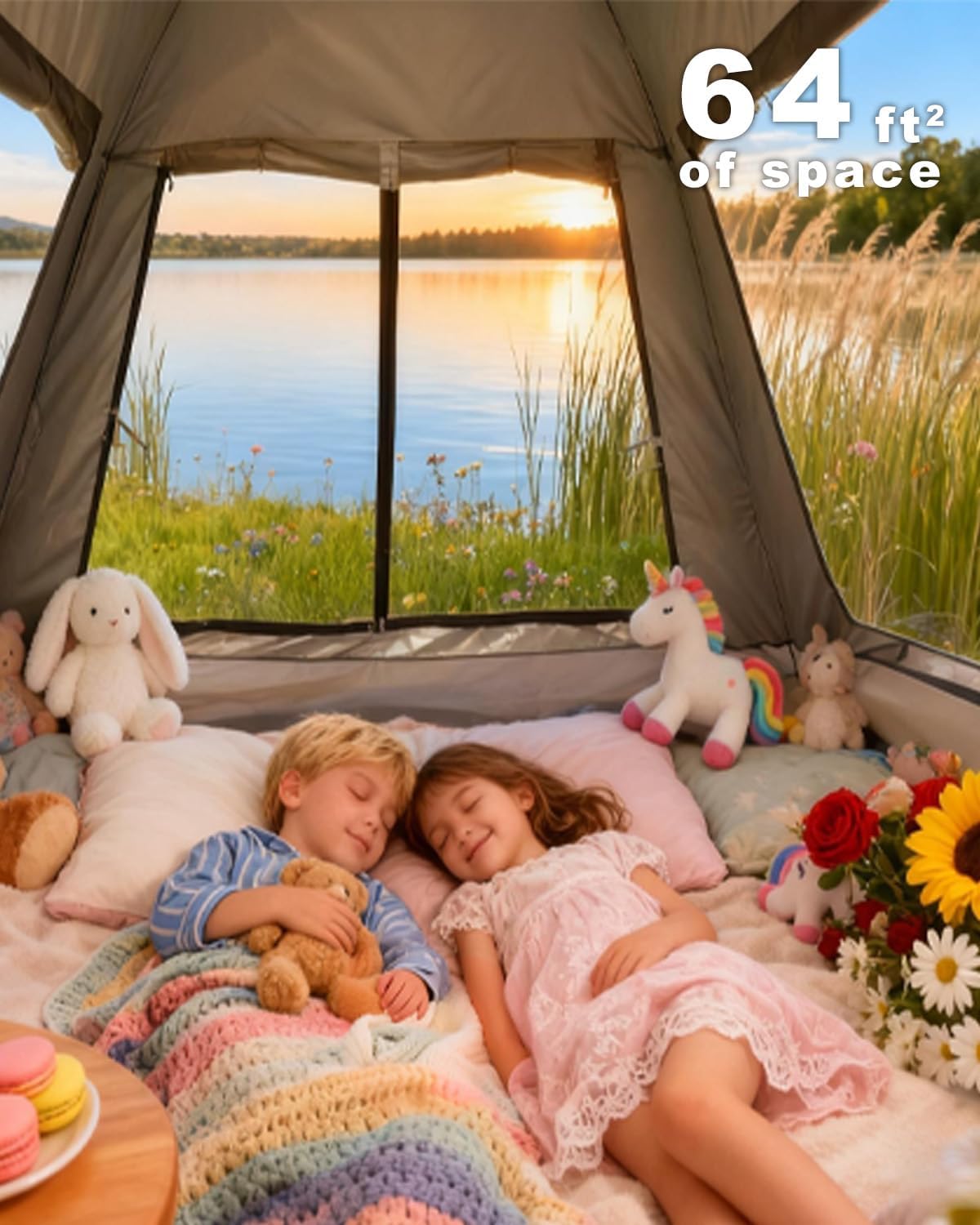 Instant Camping Tent 2/4 Person – 30-Second Quick Setup – Medium Outdoor Portable Tent for Family Camping & Outdoor Activities