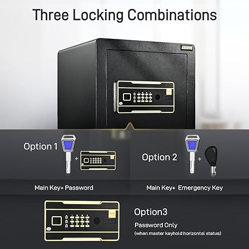 Miniatura 5 de ADIMO Caja fuerte de acero resistente de 2.1 pies cúbicos con teclado digital y cerradura de llave, armario con cerradura incorporada, caja de