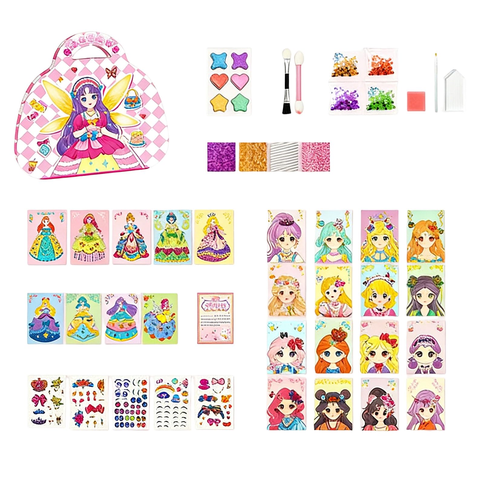 JAMNGHB Magical Cosmetic Art Set with Sparkling Stickers for Birthday Fun Kids Makeup Bag Craft Toy