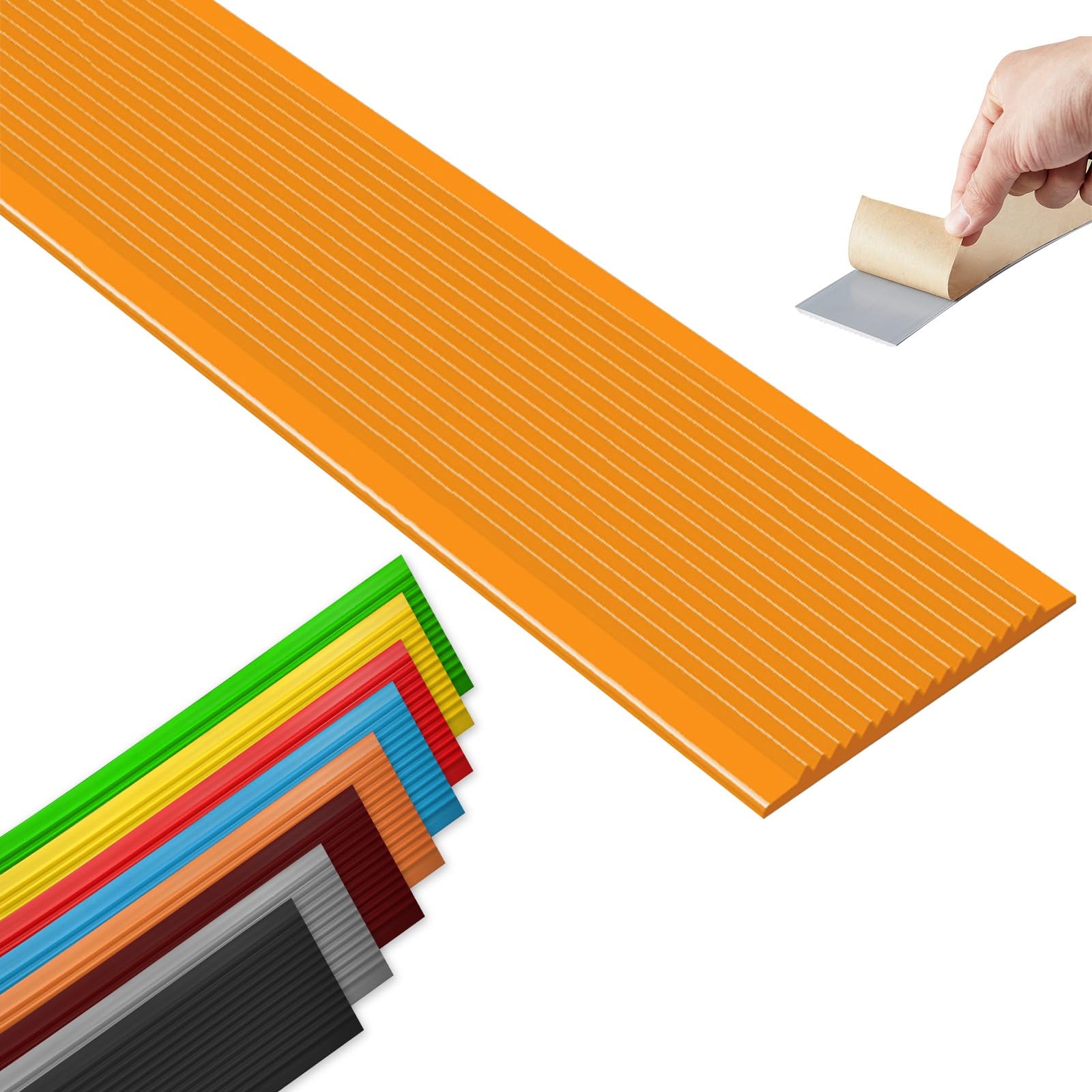 Tira De Vinilo Autoadhesiva Antideslizante Para Escalera, Borde De Escalón Antideslizante, Borde De Escalera De Goma De PVC, Para Peldaños De Interior Y Exterior, Esquina De Gomma Para Cantos(Orange,1