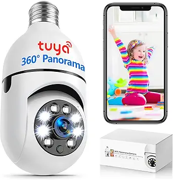 3K Light Socket Security Camera,360 Degree Lightbulb Camera Outdoor Indoor Color Night Vision,Auto Tracking-Smart Alarm,Camera Light Bulb 2-Way Talk,Wireless WiFi Light Socket Camera asin的图片
