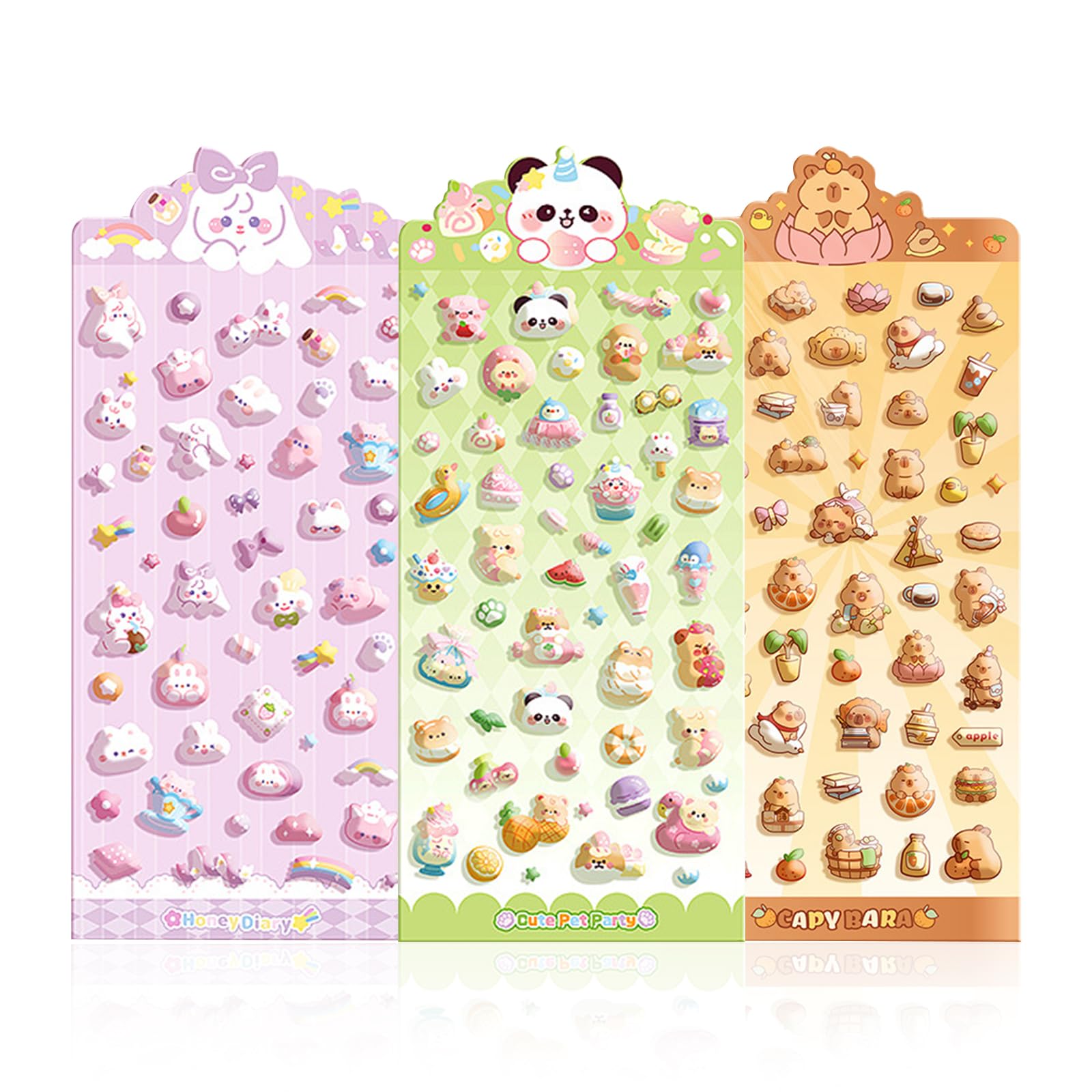 Amazon | aninako ぷくぷく 3D シール 3枚 可愛い ぷっく 立体 装飾用