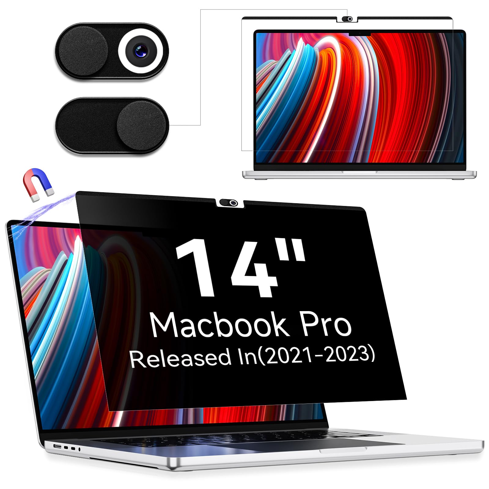 Magnetic Privacy Screen Protector Compatible With MacBook Pro 14 Inch(2021-2023,M1,M2,M3), Removable Anti Spy Blue Light Glare Shield, Laptop Privacy Filter for Mac Pro 14in (A2918/A2992/A2442/A2779) (B0D16Z267M) Amazon Price History, Amazon Price Tracker