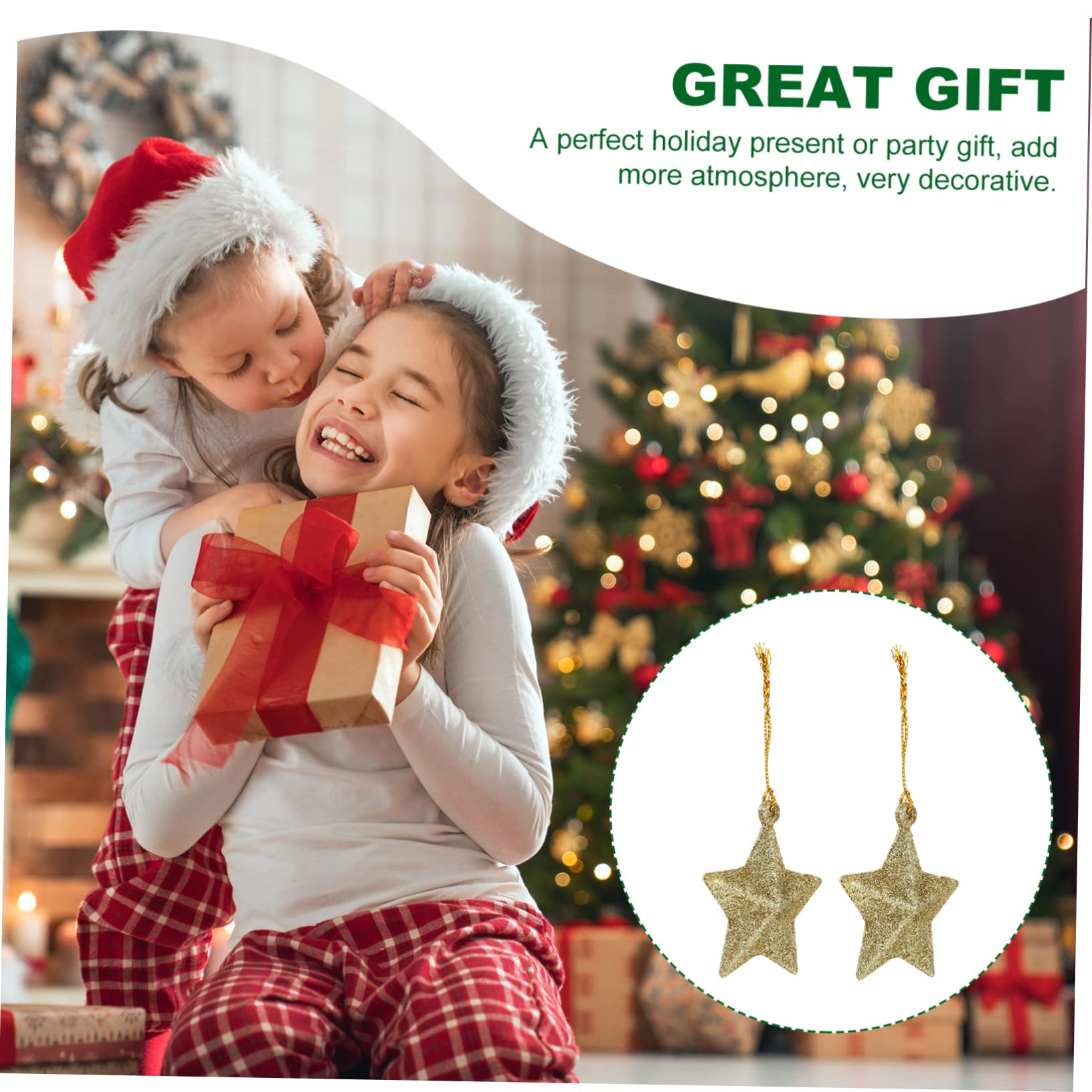 TOPBATHY 150 Pz Decorazione Natalizia Ornamenti Natalizi Stella D'oro Ciondolo Stella Di Natale Ornamenti Decorativi Da Appendere Appesa All'albero Di Natale Glitter D'oro