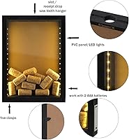 Vista 4 de Caja rústica de madera negra de 8 x 11 pulgadas con luces, vitrina iluminada por LED para corchos de vino, entradas y exposiciones creativas