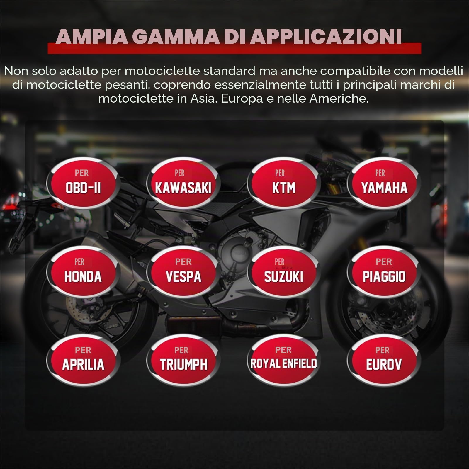 Lettore di codici M4 per moto, strumento diagnostico per Kawasaki 1-6P, Yamaha 3-4P, Honda 4P, Suzuki 4-6P, Vespa/KTM, codici di lettura/cancellazione, ripristino servizio, spurgo ABS, OBD2, 17