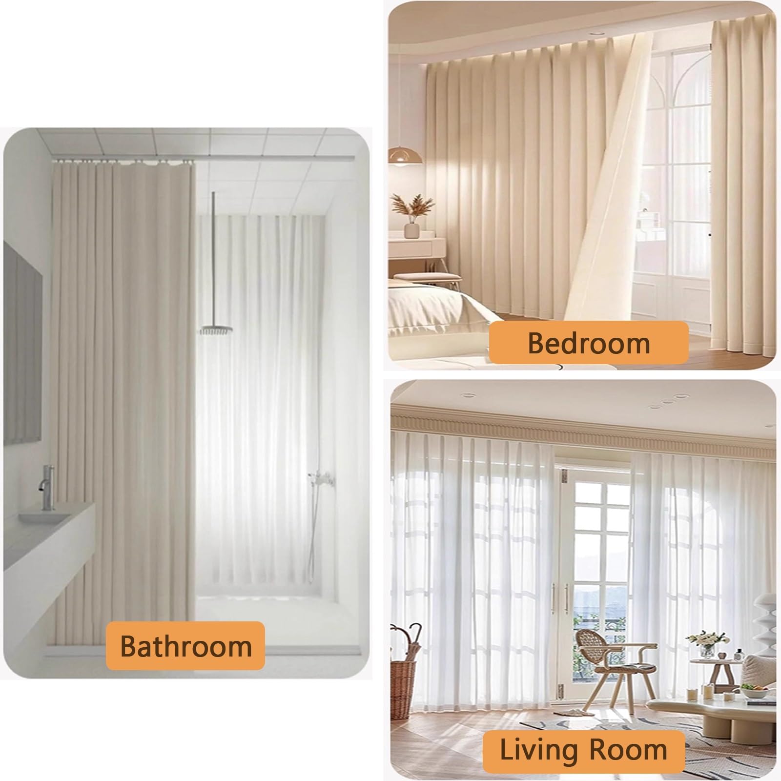 Aluminium Vorhangschiene – Gardinenstange für Fenster – Deckenmontage – Leise & Flüssig Gleitend – für Raumtrenner, Wohnzimmer, Schlafzimmer Ultradünne Vorhangschienen(500cm(4 * 125cm))