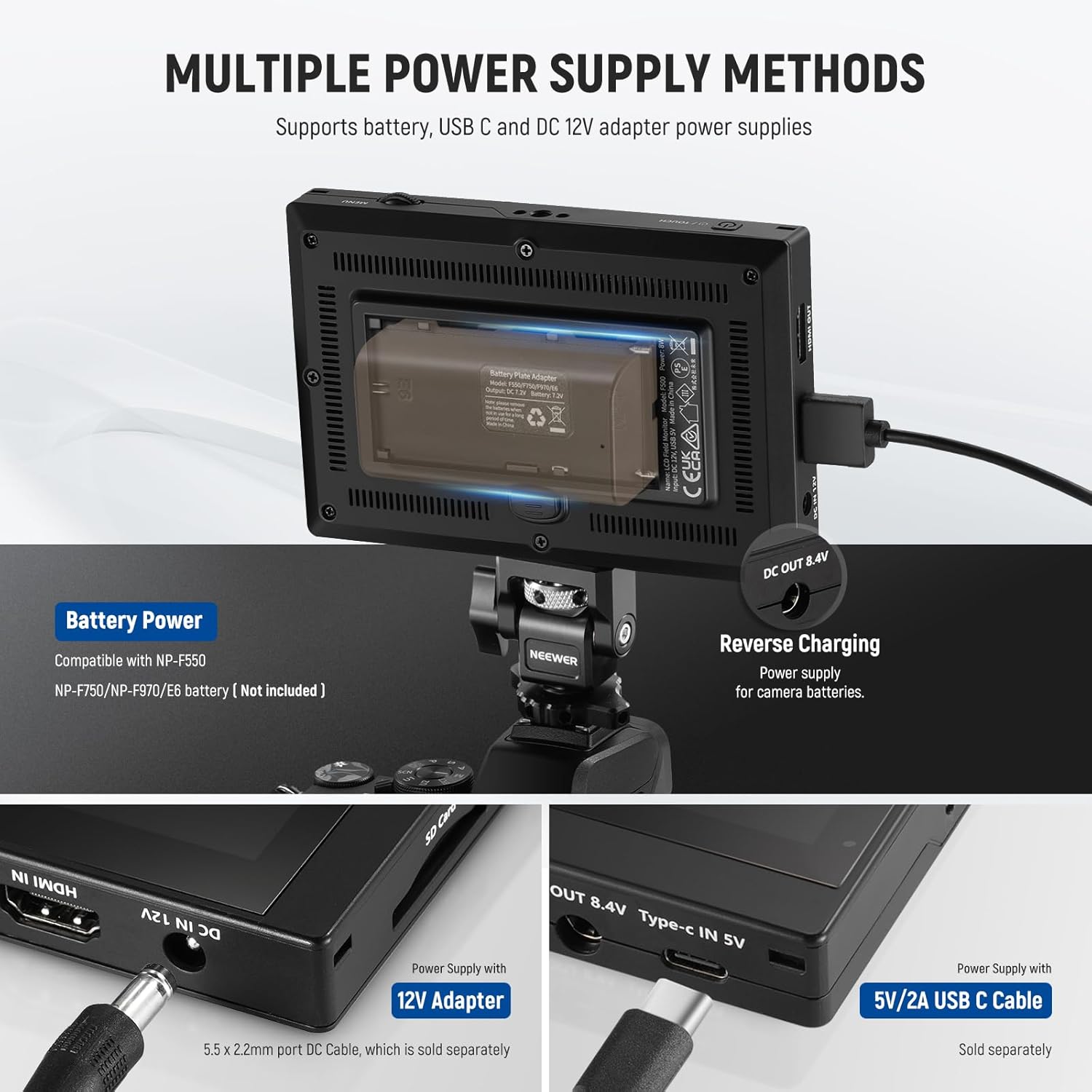Versatile Power for Your NEEWER F500 Field Monitor
