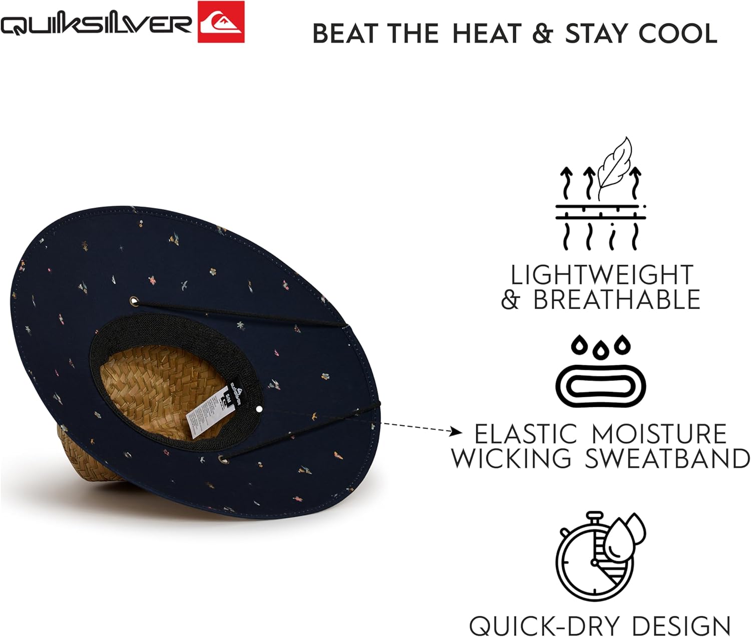 Quiksilver Men's Wide Brim Outdoor Lifeguard Straw Sun Hat