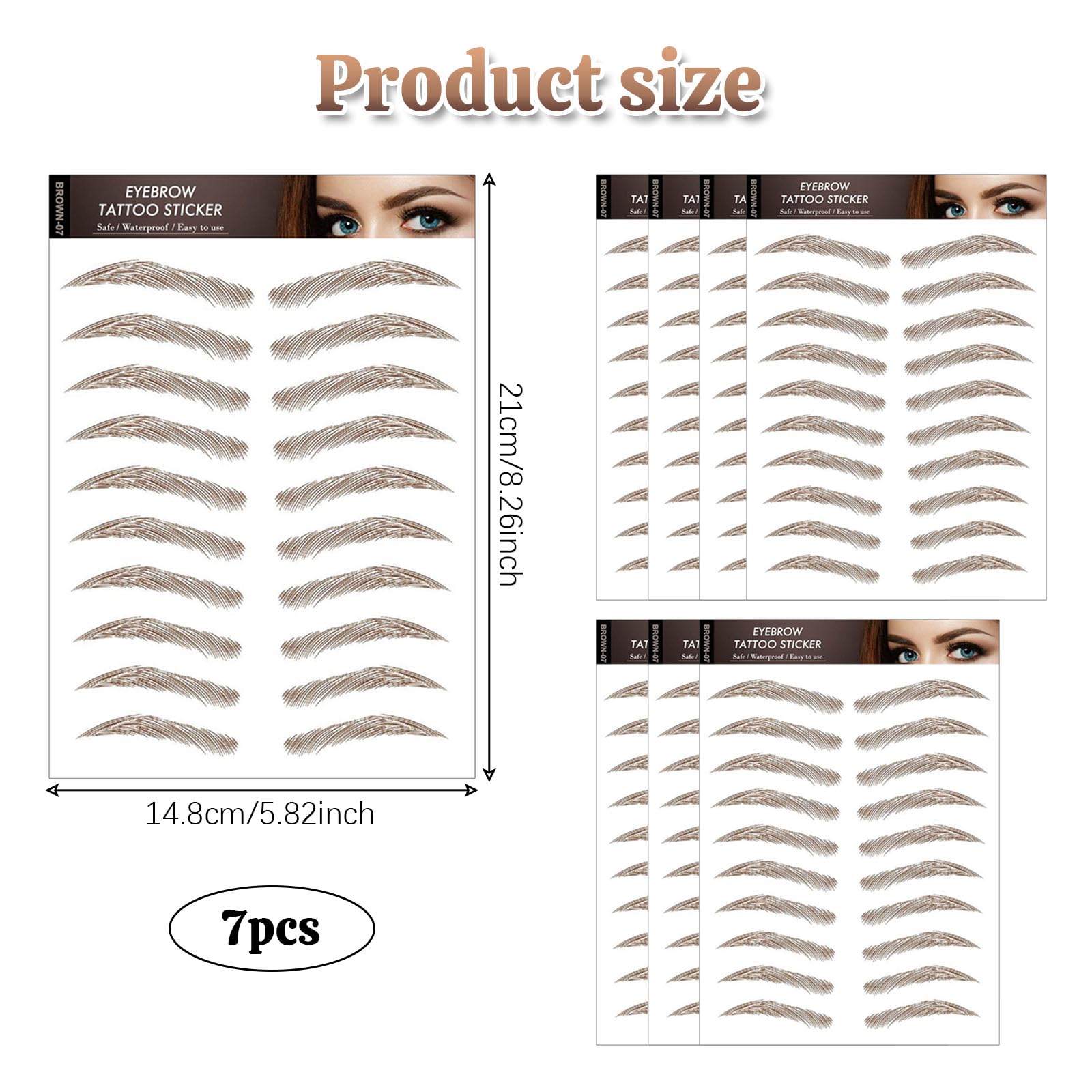 AWAVM 7Sheets/77Pairs 4D Hair-Like Tattoo Stickers Waterproof Natural Fake Eyebrow Stickers,Long Lasting Eyebrow Grooming Shaping Perfect for Women and Girls (Brown-07) - Image 2