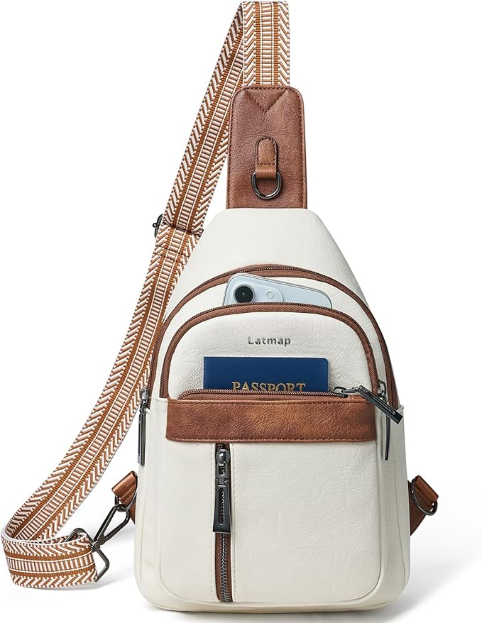 7L Sling Bag For Women Men Backpack Fanny Pack Crossbody Chest Travel Shoulder Belt Bags Purse Handbag PU Leather