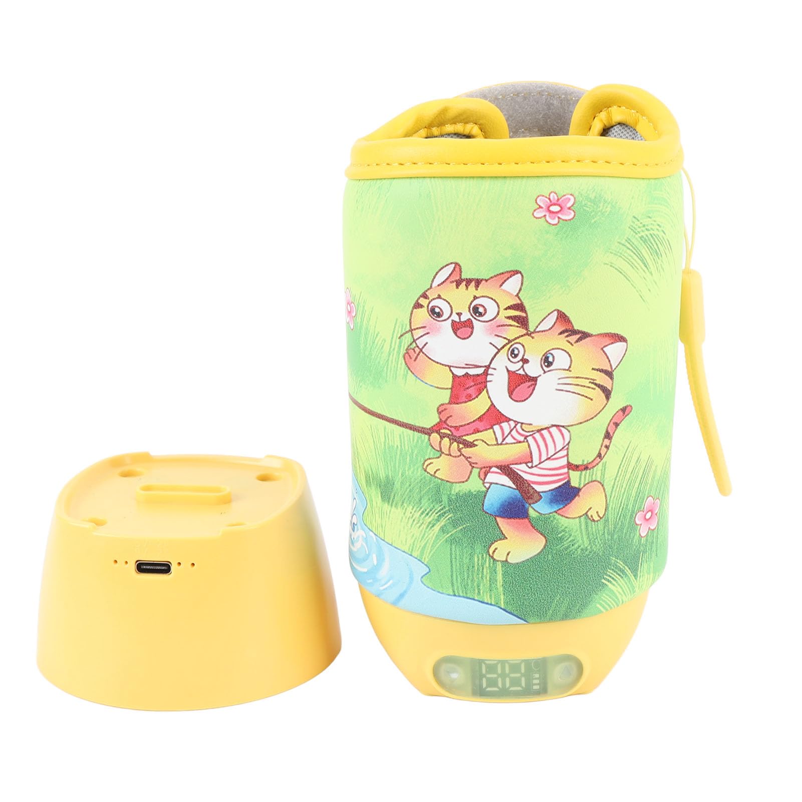Ejoyous Scaldabiberon, Scaldalatte Portatile con ABS e Pelle PU, Riscaldamento Rapido da 2 a 5 Minuti, 7 Livelli di Temperatura Fino a 122F, Ricaricabile per Viaggi e Alimentazione Notturna