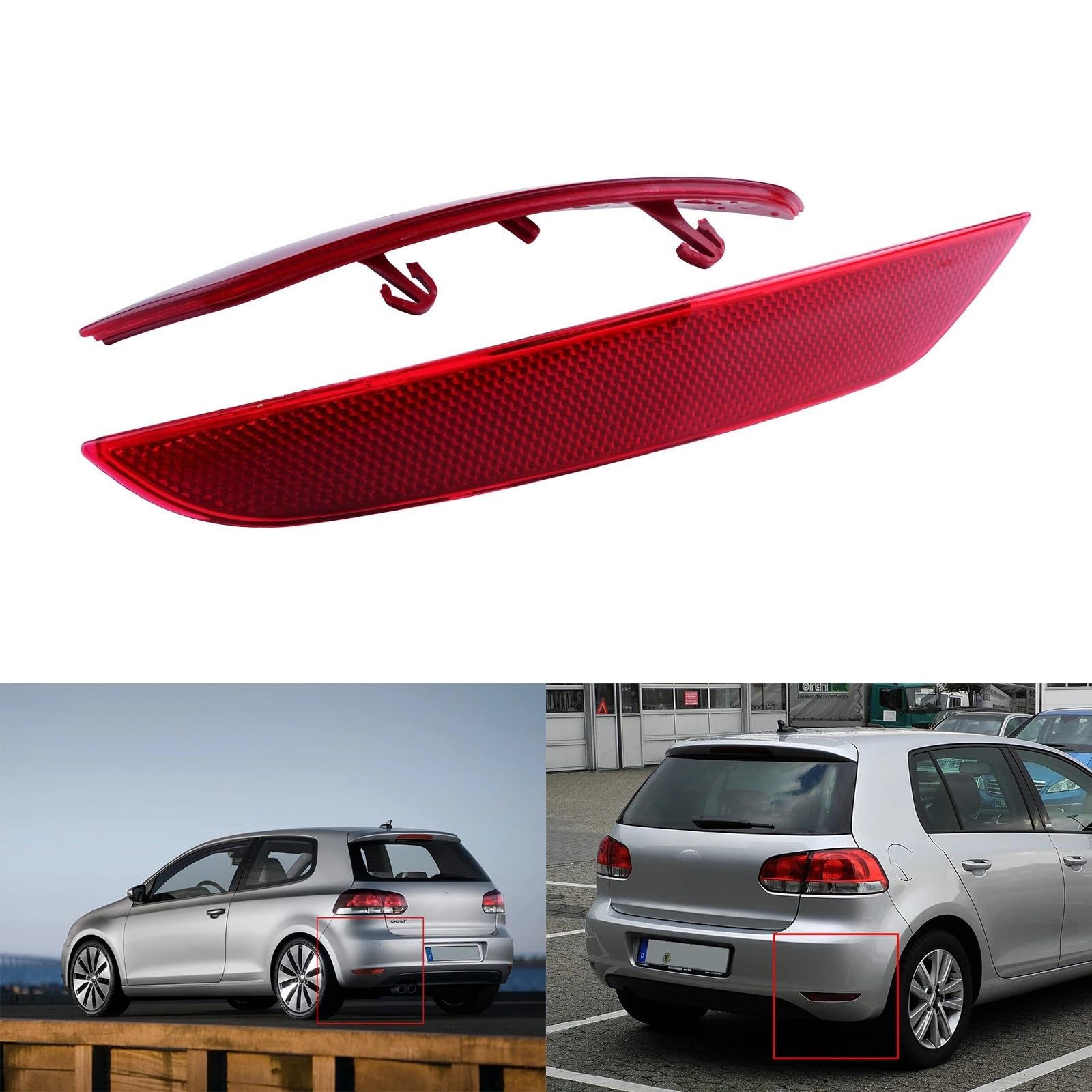 Compatibile Con Per Golf 6 MK VI 2009 2010 2011 2012 2013 Lente Destra Sinistra Fanale Posteriore Riflettore Paraurti 5K0945105A 5K0945106A Riflettore de paraurti posteriore