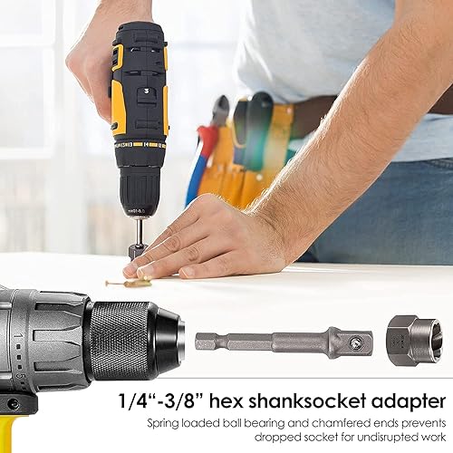 Miniatura 4 de XEWEA Juego de 26 extractores de tornillos y pernos con kit de broca de mano izquierda con adaptador hexagonal, juego de llaves de vaso para quitar