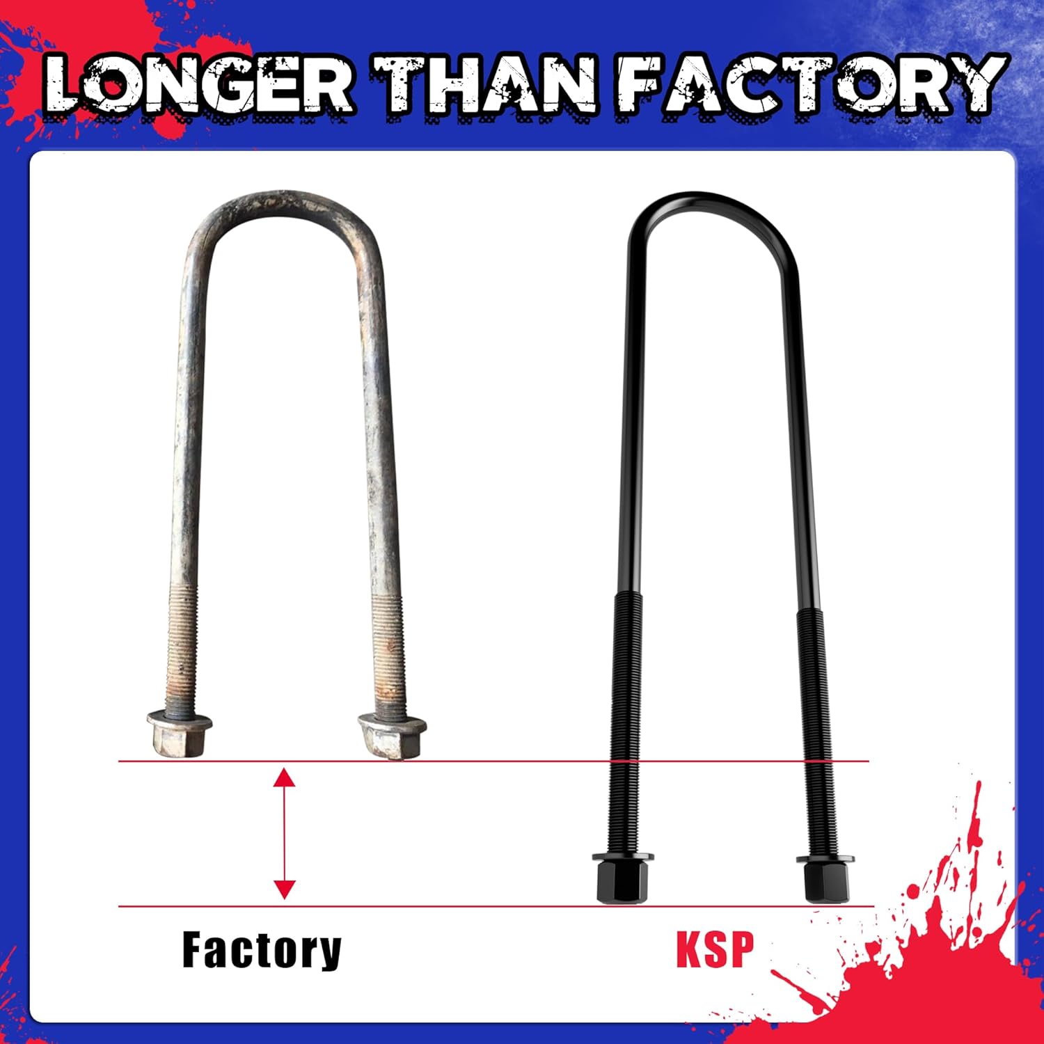 KSP 2" Rear Lift Kit for F250 F350, 2in Rear Lift Block for 2011-2026 F250 F350 Super Duty, 2pcs Lift Blocks with 4pcs Extended Square Leaf Spring Ubolts For Ford Pick up Trucks 2WD 2X2 4WD 4X4