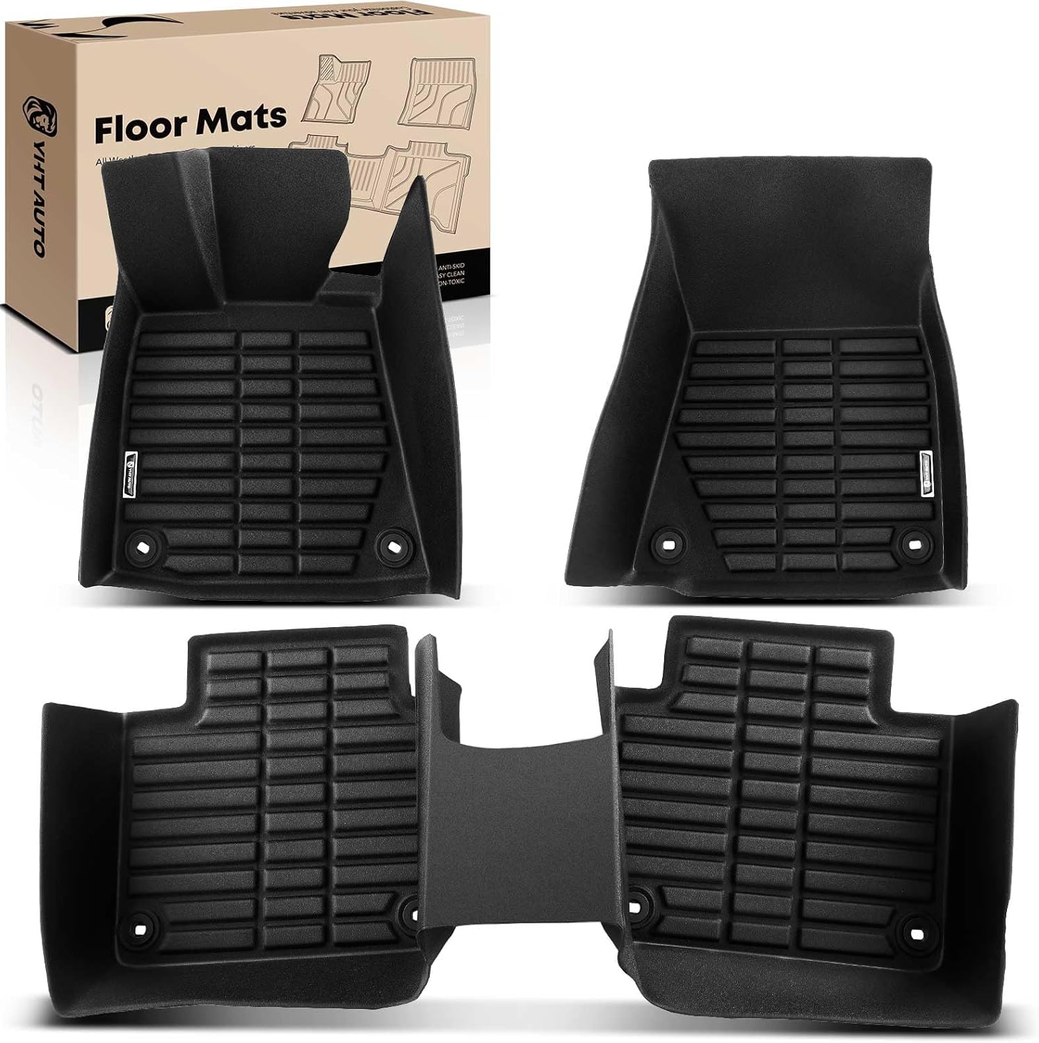 YHTAUTO Floor Mats Fit Lexus GS F GS200t GS300 GS350 GS450h (Not fit AWD), TPE All Weather Car Mats Waterproof Anti-Slip Odorless Floor Liner, Interior Accessories, 1st & 2nd Row, Set of 3