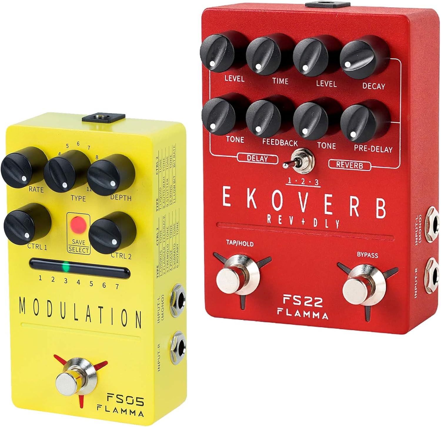 FLAMMA Delay&Reverb Combo and Modulation Pedals