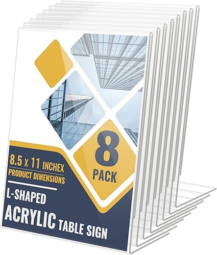 8 soportes acrílicos de 8.5 x 11 pulgadas, soporte de exhibición de papel con parte trasera inclinada, soporte de letrero de plástico transparente, disponible en Yaxa Colombia