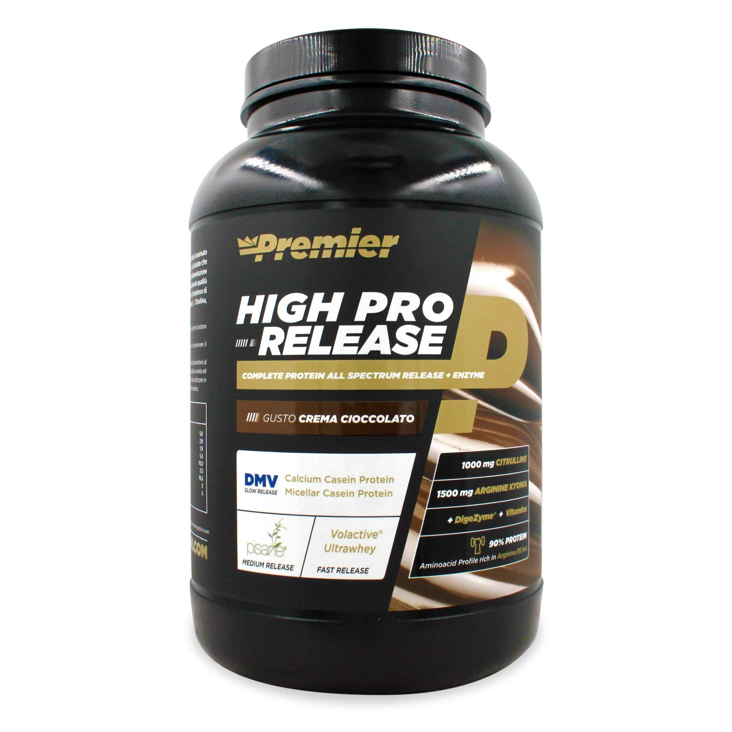 Premier Integratori High Pro Release - 1kg | Miscela di proteine del latte, proteine isolate del pisello,L-Arginina, Citrullina, vitamine del gruppo B (crema cioccolato)