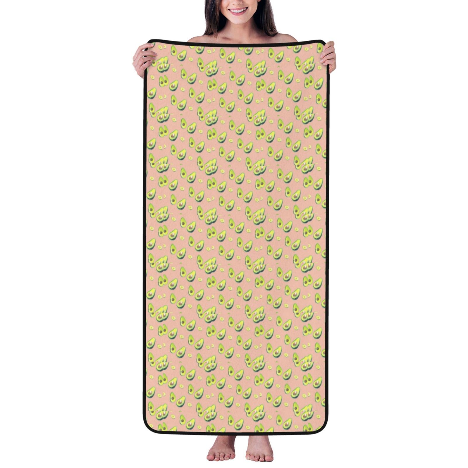 Nimongt Unisex Black Many Avocado Images Print Lightweight Comfort Coral Velvet Bath Towel Home Bathroom Hotel Spa Beach Travel