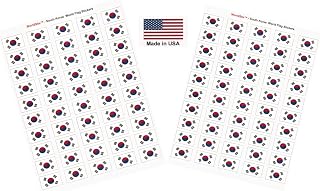 100 Korea, South Flag Stickers, Two Sheets of 50, 1.5" x 1" Made in America Self Adhesive Country Flag Scrapbook Stickers, Two Sheets of 50, 100 Sticker Decal Flags