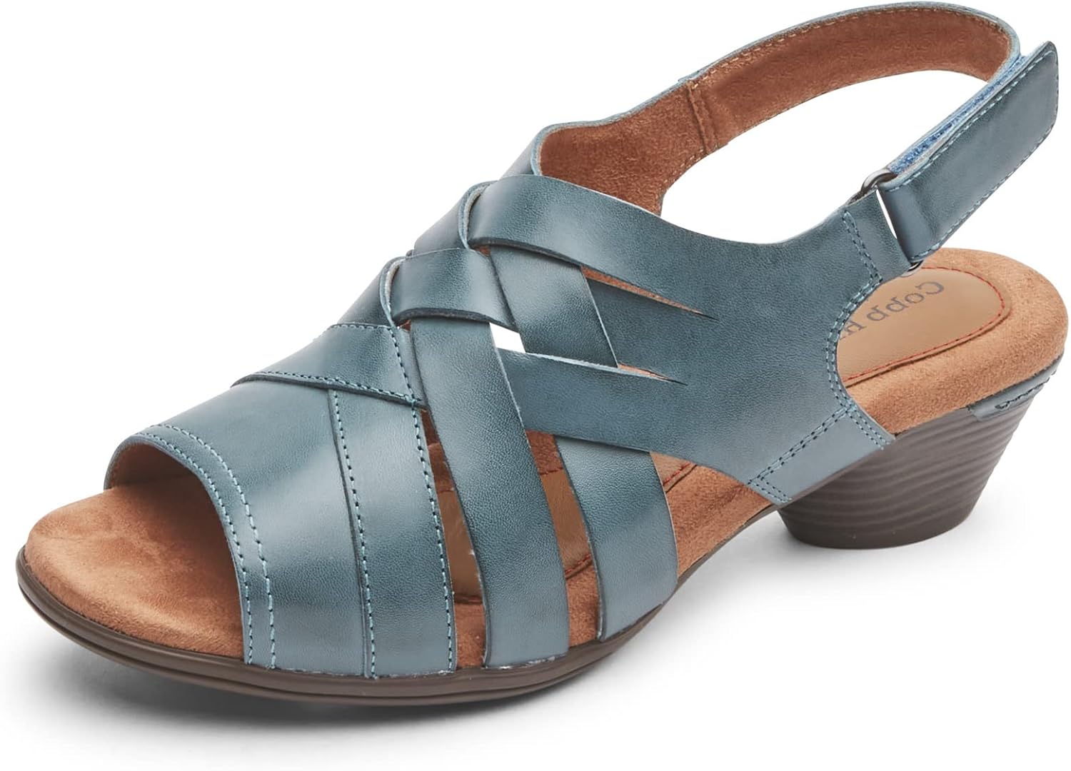 Cobb Hill Women's Laurel Woven Sandal, Teal Leather, 11 Narrow