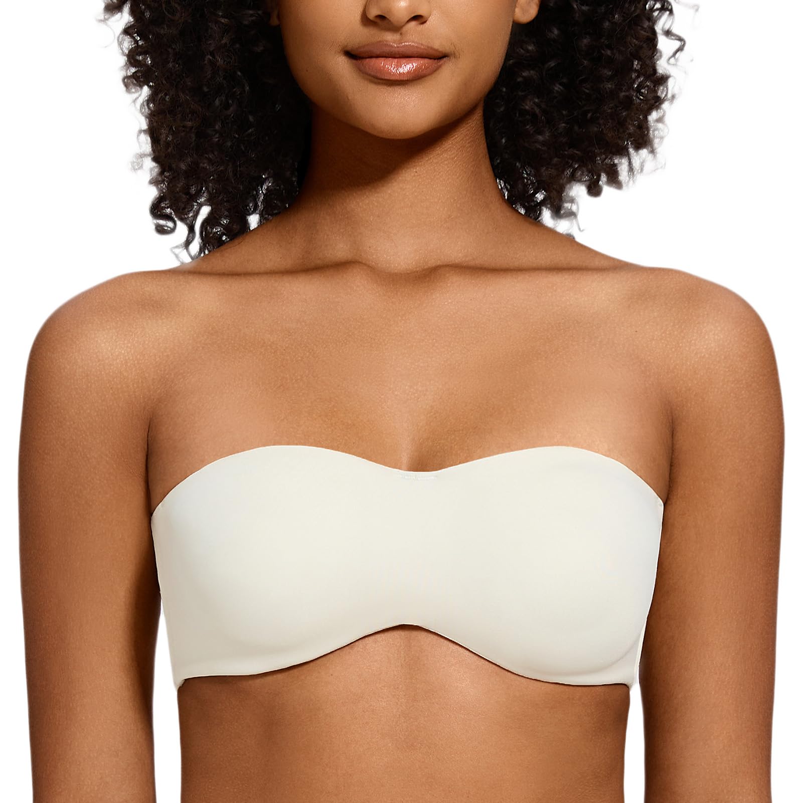 MELENECA Women's Strapless Bra for Large Bust Minimizer Unlined Bandeau with Underwire