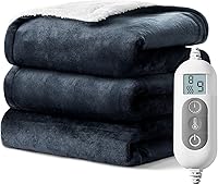 Shodu Flannel Heated Throw Blanket 50x60 - 8 Heat Levels, Fast Heating, 9Hr Auto Shut-Off, Ultra Soft Electric Blanket