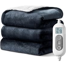 Heated Blanket, Soft Flannel Electric Throw Blanket | Fast Heating, 8 Heating Levels, 9 Hours Auto Shut Off, Thoughtful Gift for Elders