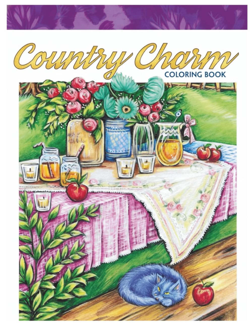 Country Charm Coloring Book: 100 Relaxing Color by Number Pages Featuring Quaint Picturesque Scenes and Idyllic Rural Life for Adults