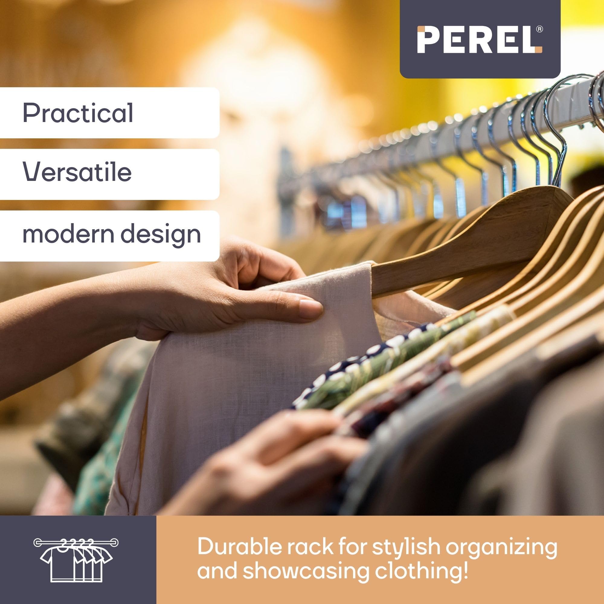 Perel Stand appendiabiti in metallo con 1 barra, guardaroba aperto per camera ingresso cabina armadio, metallo grigio, robusto porta abiti, 125 x 50 x 130 cm