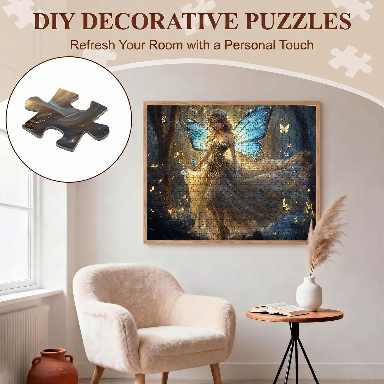 Kobieta skrzydło Puzzle 1000 sztuk, drewniana rodzinna gra planszowa - Puzzle dla dorosłych dla całej rodziny, puzzle edukacyjne DIY i antystresowe - zawiera plakat referencyjny, 75 x 50 cm f0-815