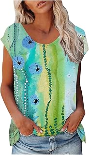 Womens Short Sleeve Tops Casual Print Round Neck Blouse Casual Summer T Shirt Blouse Short Sleeve Crew Neck T Shirt Fashion Print Ladies Pullover Tees Top for Outdoor