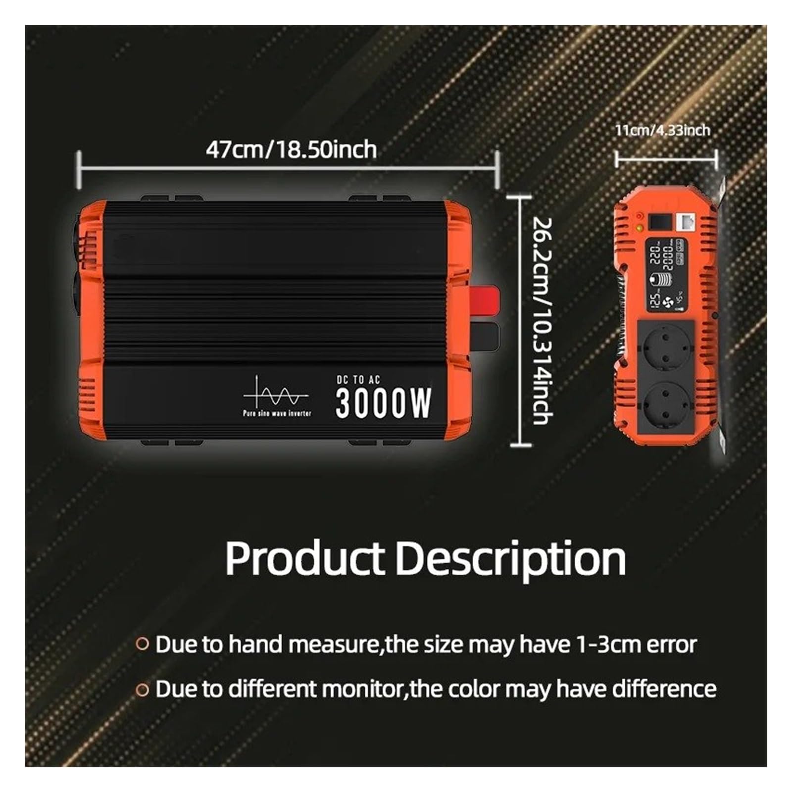 Inversor Onda Sinusoidal Pura 6000 W 12 V 24 V A 220 V 110 V con Pantalla LCD Transformador Voltaje Accesorios para Automóviles SAI(12V,220V-240V 50Hz,USA)