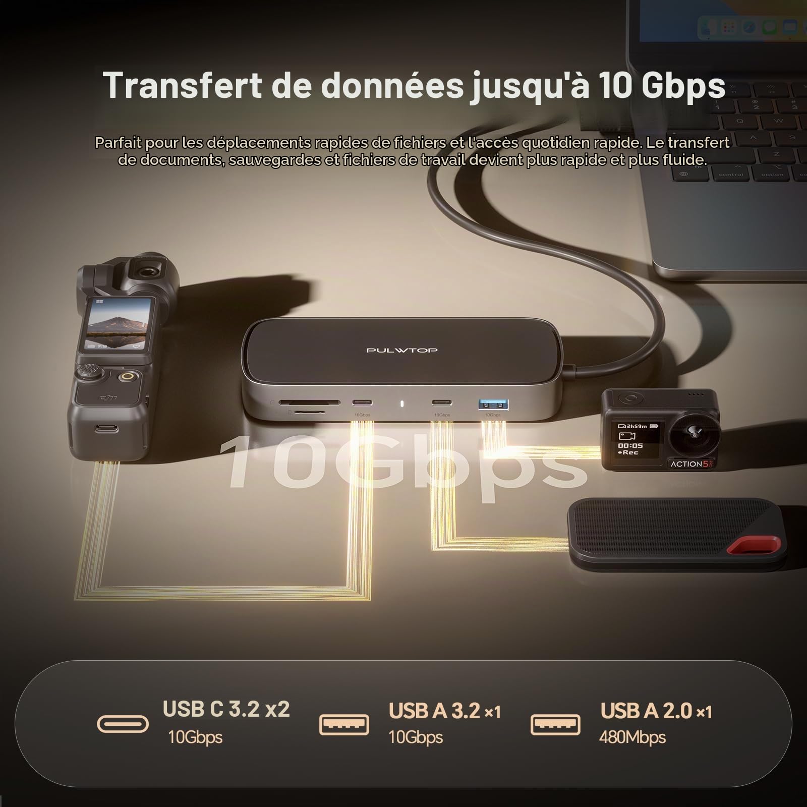 MacBook Station d'accueil 2 Moniteurs 4K à 60 Hz pour MacBook Pro/Max M5/M4