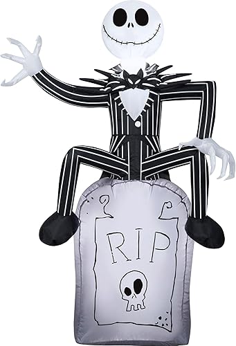 Gemmy Airblown - Jack Skellington inflable en lápida Disney, 3.5 pies de alto, multicolor