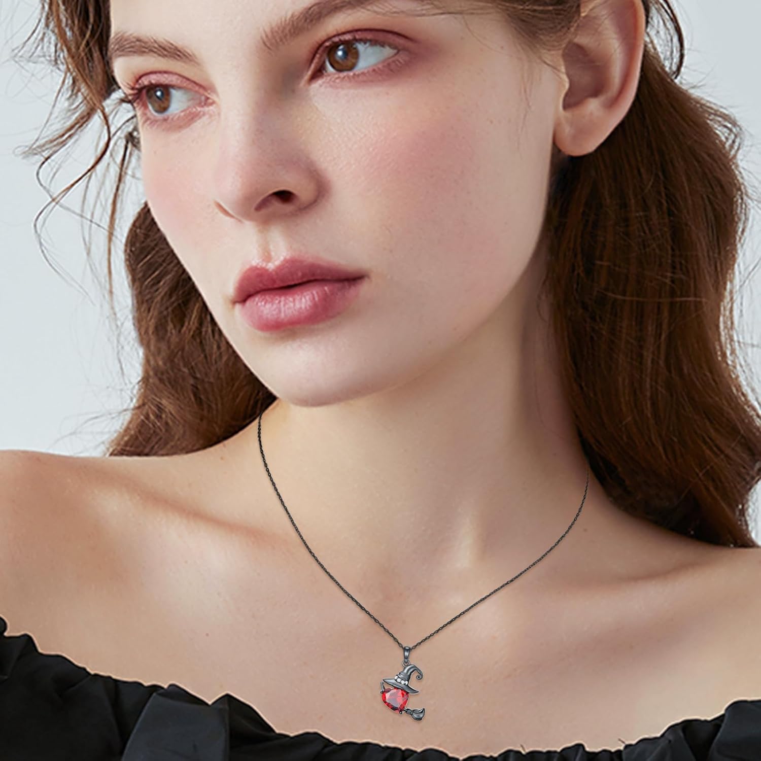 925 Sterling Silver Gothic Punk Witchy Necklaces for Men & Women - Skull/Butterfly/Key/Cauldron/Broom/Coffin Pendants, Adjustable Chain, Halloween Birthday Parent’s Day Gifts