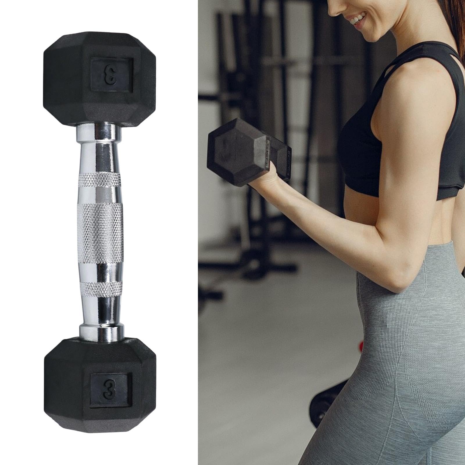 Manubrio Ottagonale Fitness per Donna Uomo Adulto in Gomma Ergonomico Antiscivolo per Allenamento Esercizio Muscolare Casa Palestra Ufficio Adatto