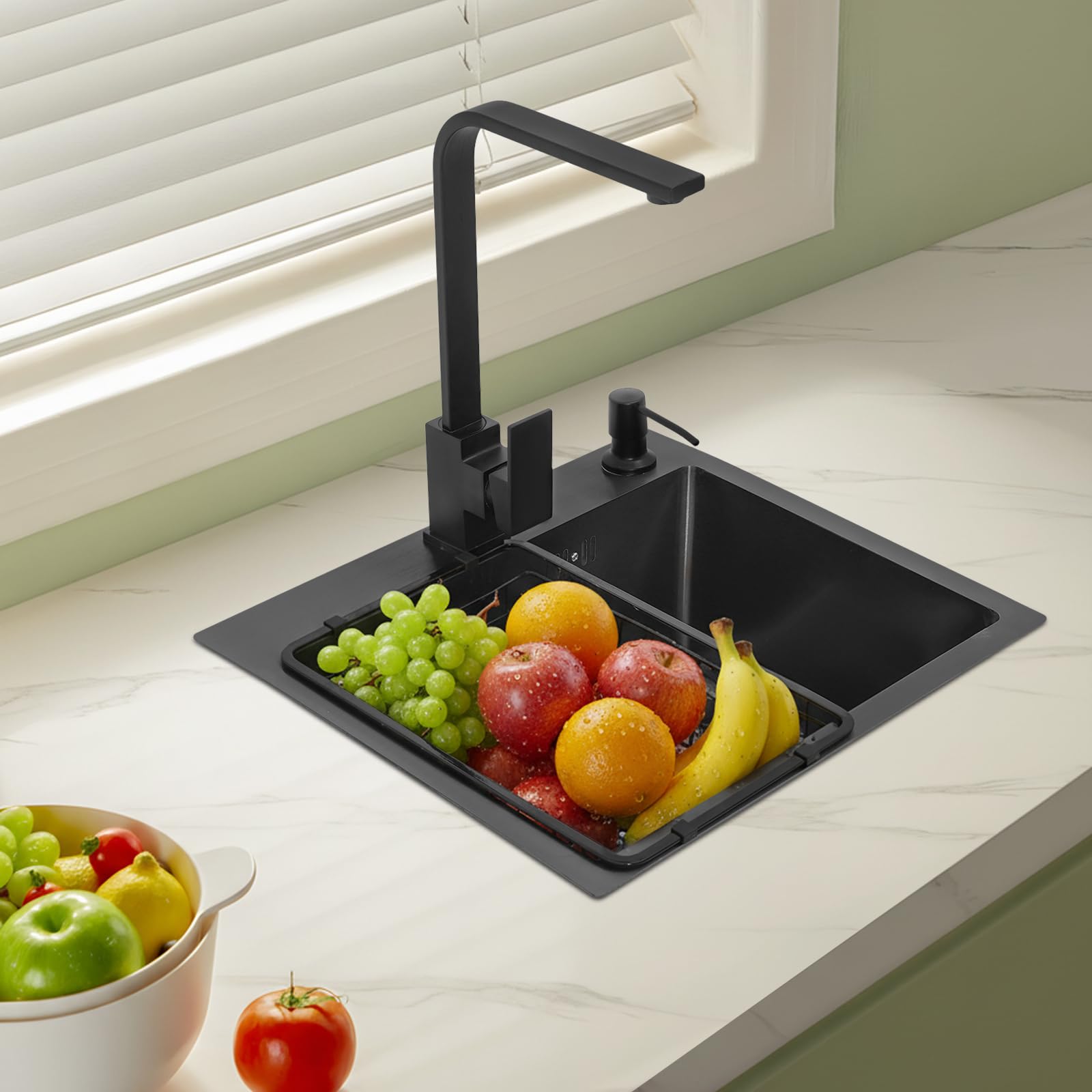 40 * 45cm Edelstahl Küchenspüle Einbauspüle, Komplettset Spülbecken mit Armatur Ablaufgarnitur, für Küchen Unterschrank