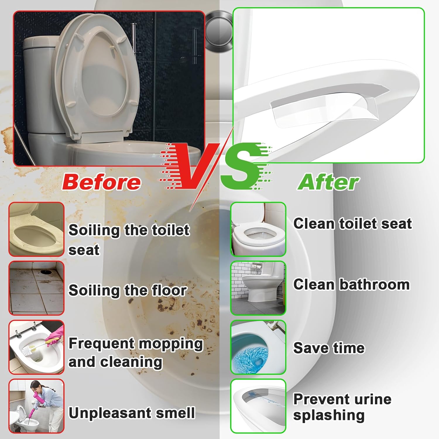 6Pcs Toilet Seat Splash Guard, Pee Shield & Urine Deflector for Boys, Anti-Splash Toilet Guard for Potty Training, Easy-to-Clean Portable Pee Deflector for Bathroom